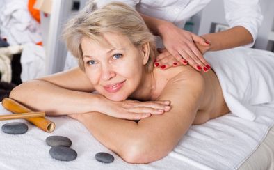 Medical retreats woman receives a massage